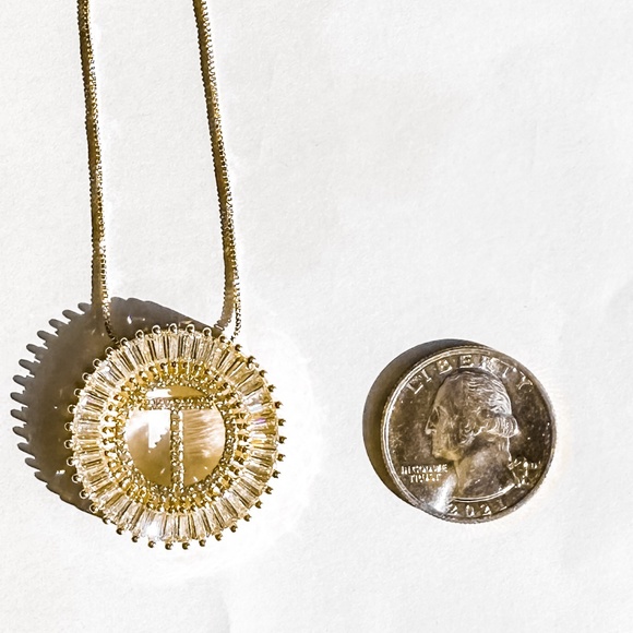 NWT Radiant Initial Necklace Gold Plated Brass with Crystals - Picture 3 of 3